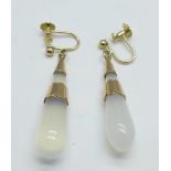 A pair of 9ct gold mounted drop earrings