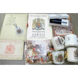 Commemorative china, books and two packs of original Prince Charles and Lady Diana wedding