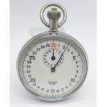 A Heuer 1/10th of a second stopwatch, glass a/f