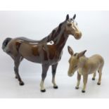 A Beswick horse and donkey