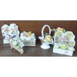 Two Royal Albert posy ornaments and four Royal Albert Old Country Roses posy ornaments
