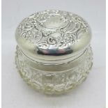 A Victorian silver topped glass jar, Birmingham 1898, Levi & Salaman