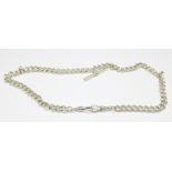 A 925 silver double Albert chain, 47g