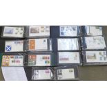 Seven albums of First Day Covers, over three hundred, mainly British