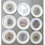 A set of nine limited edition Hornsea Christmas year plates
