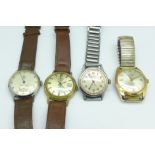 Four gentleman's wristwatches including Roamer and Swiss Emperor automatic