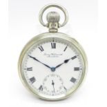 A silver pocket watch, James Wadsworth, Manchester, with ICI related inscription, the case