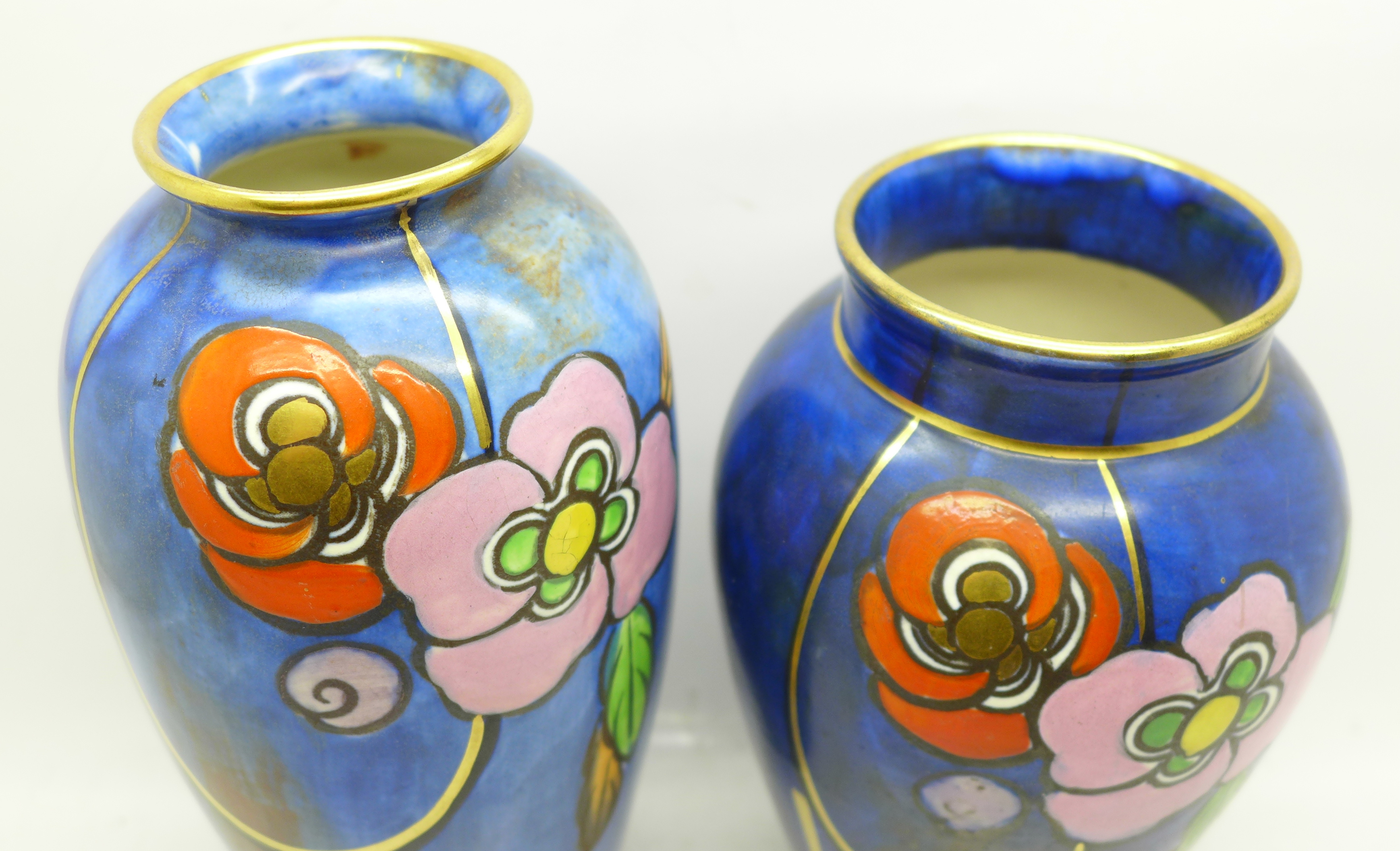 Two Charlotte Rhead Bursley Ware vases, 1543 painted marks, 18cm and 16cm - Image 3 of 4