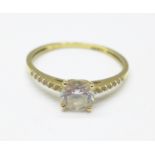 A 9ct gold, white stone set ring, 1.6g, T