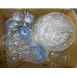 A box of glassware including coloured **PLEASE NOTE THIS LOT IS NOT ELIGIBLE FOR POSTING AND