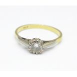 An 18ct gold, diamond solitaire ring, approximately 0.33carat diamond weight, 2.6g, P