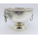 A silver bowl with lion mask decoration, 74g, diameter 8cm