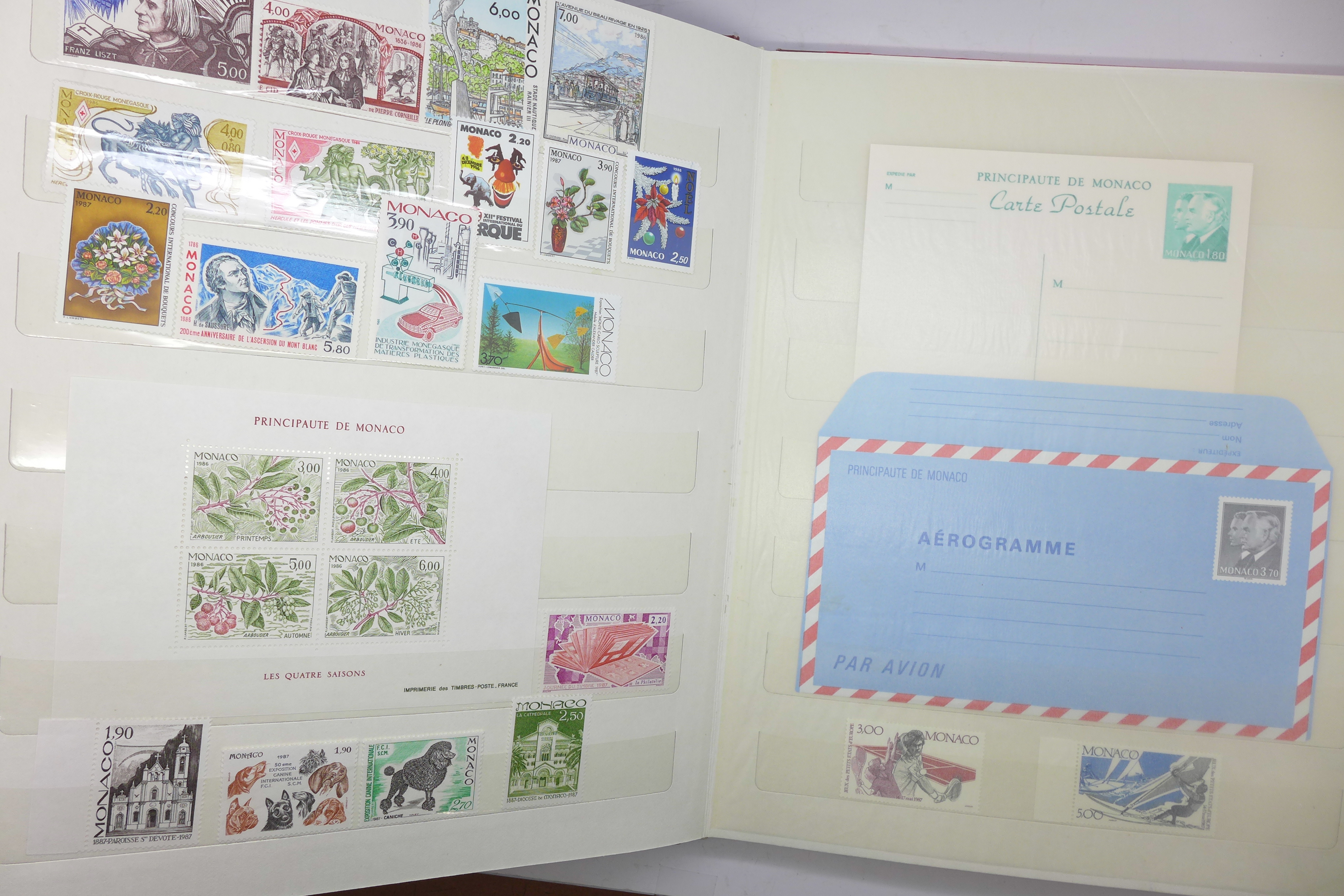 Stamps:- Monaco and France unmounted mint stamps from the 1980's, high catalogue value - Image 4 of 6