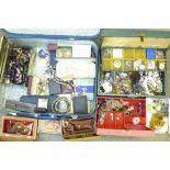 A case of vintage and other costume jewellery, cufflinks, etc.