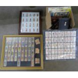 Framed cigarette cards, binoculars, Rupert annuals and china, etc. **PLEASE NOTE THIS LOT IS NOT