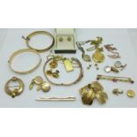 Gold plated jewellery, bangles, pendants, cufflinks, brooch, etc.