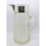 A silver mounted glass lemonade jug