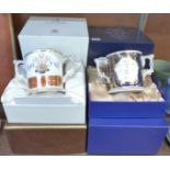 Eight Royal Crown Derby commemorative loving cups, boxed