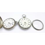 A silver full hunter pocket watch and a silver English lever pocket watch, both a/f