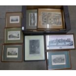 Ten framed pictures of Nottingham buildings including Nottingham Castle and Wollaton Hall **PLEASE