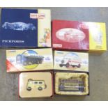 A collection of model vehicles, four Corgi and two Days Gone