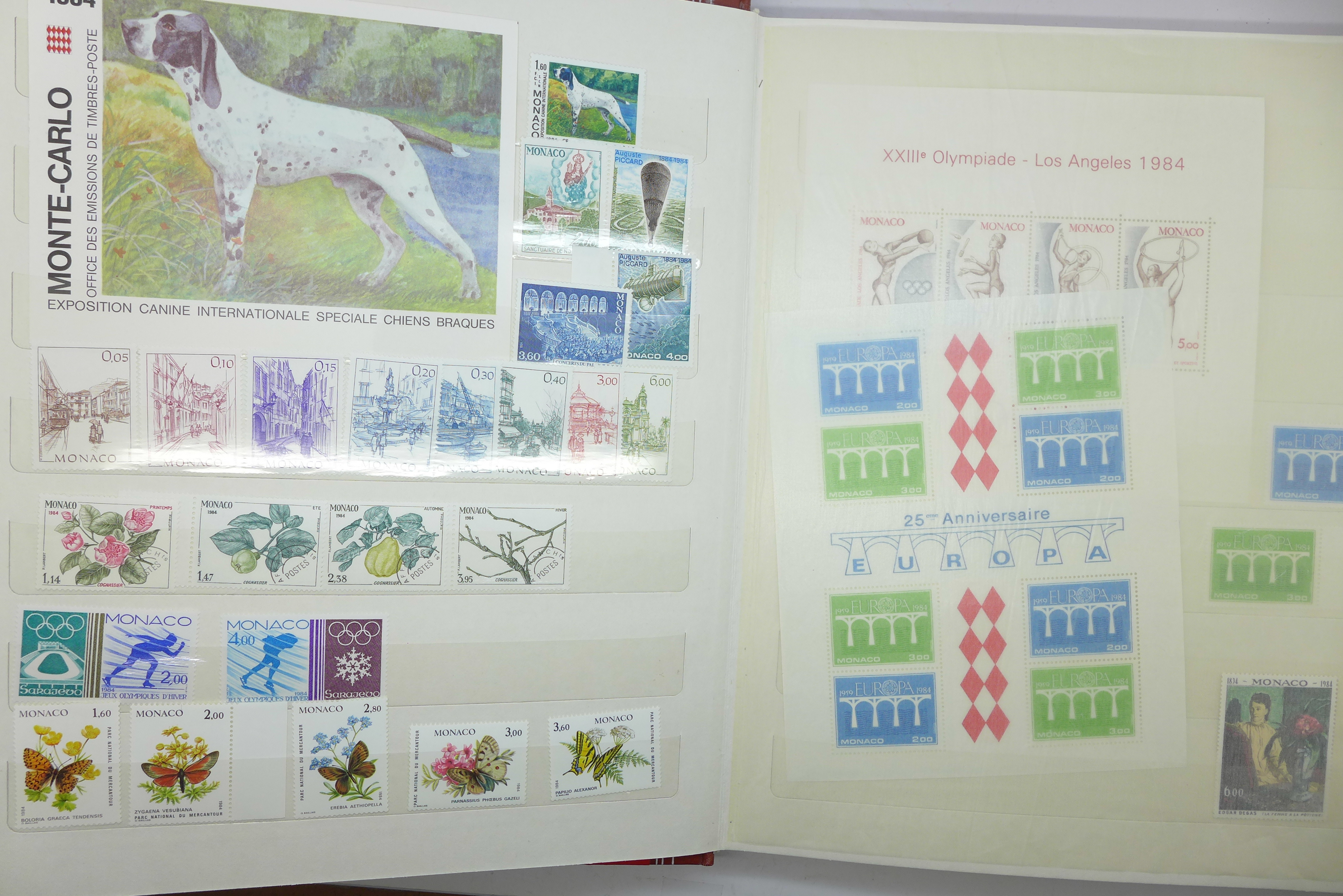 Stamps:- Monaco and France unmounted mint stamps from the 1980's, high catalogue value