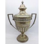 A silver trophy with gilt interior, London 1910, a/f, stem creased, no inscription, 467g, 24cm