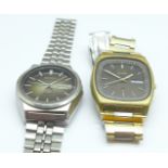 Two gentleman's Seiko SQ wristwatches, a/f