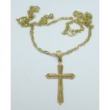 A 9ct gold cross pendant and chain, 3.8g