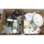 Two boxes of mixed china including a Portmeirion coffee set, etc. **PLEASE NOTE THIS LOT IS NOT