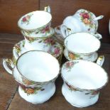 Royal Albert Old Country Roses china, nine cups and thirteen saucers