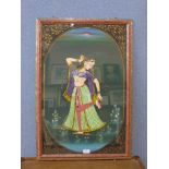 Indian Mughal school, portrait of a dancer, gouache, framed