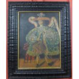 A 16th Century style portrait of a boy with drum, oil on canvas, 38 x 28cms, framed