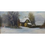 Francis Wells, winter scene, North Wales, oil on canvas, 26 x 50cms, framed