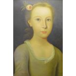 Half portrait of a young lady, oil on canvas, indistinctly signed, framed