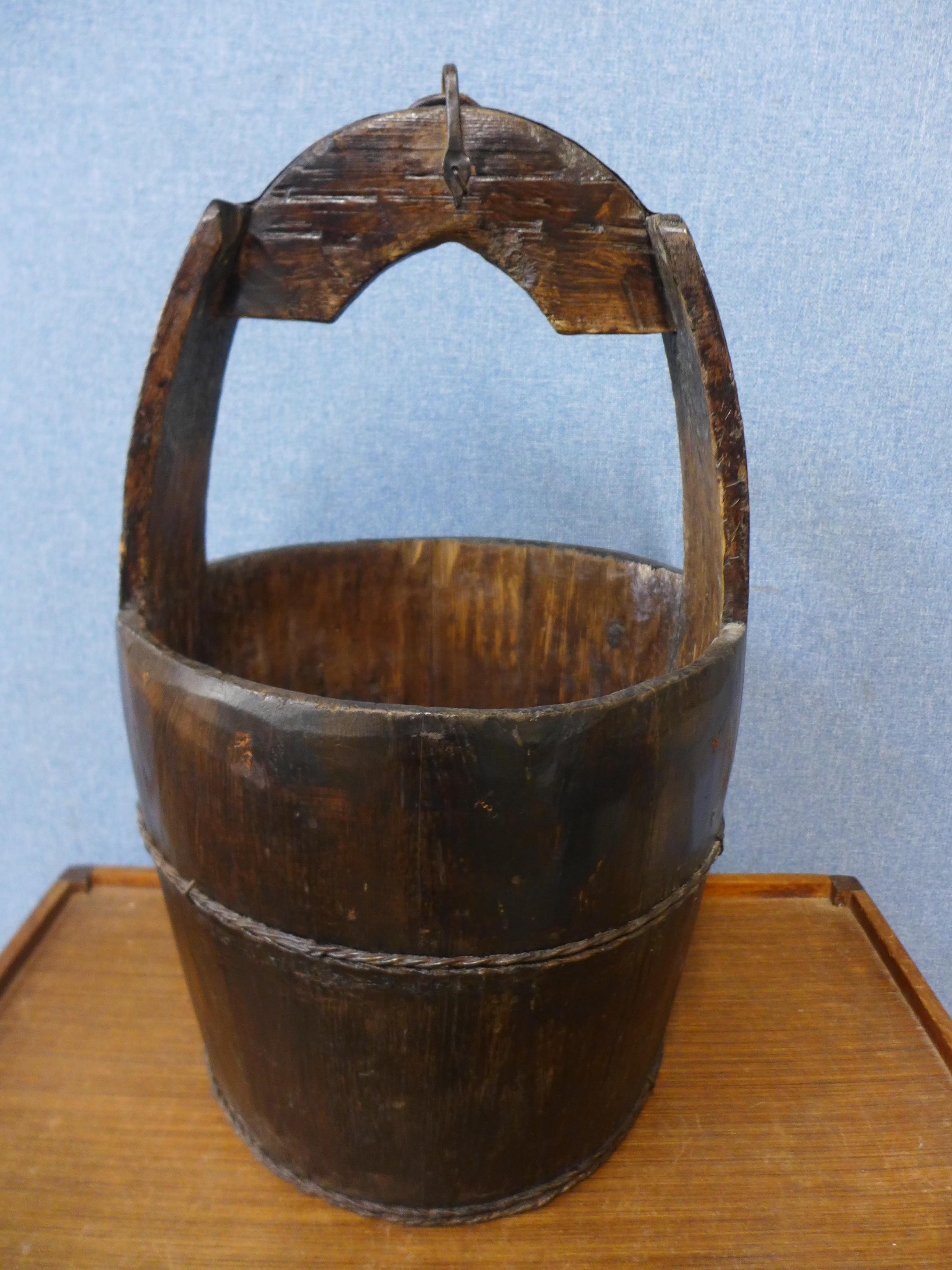 A wooden bucket