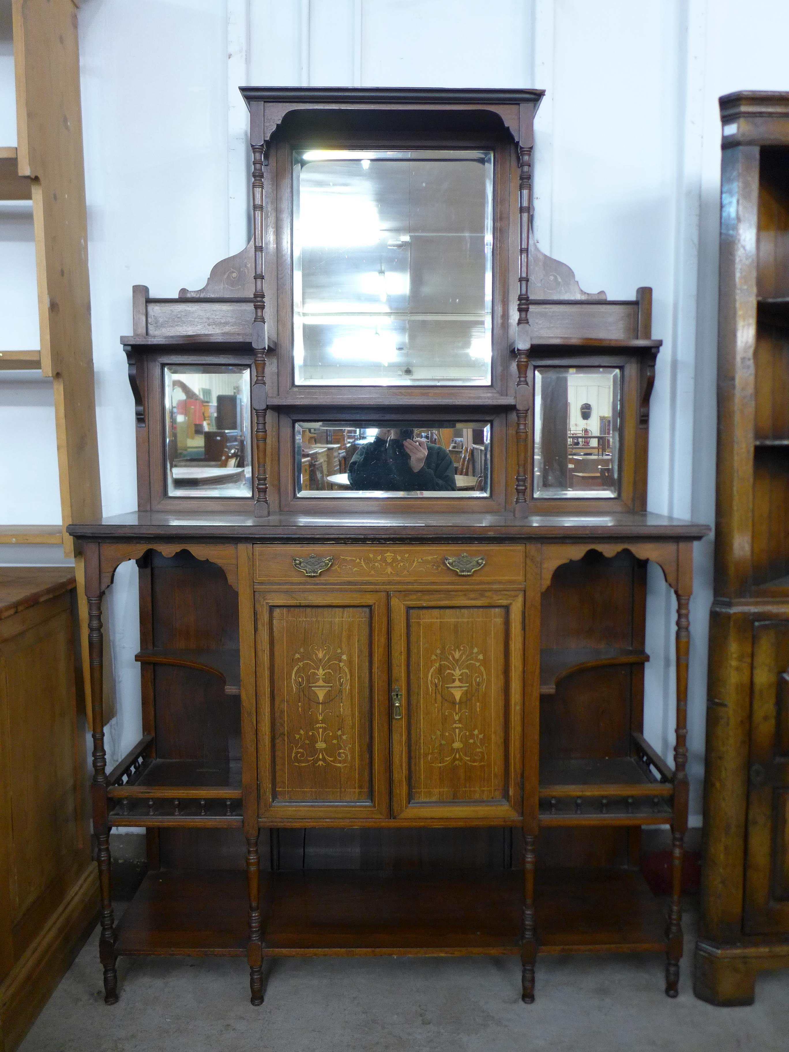 An Edward VII inlaid rosewood side cabinet