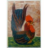 A signed Pamela Guille limited edition screen print, Wooden Chicken, 34 x 24cms, unframed