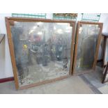 Two simulated oak framed mirrors