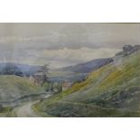 T.S. Tyer, rural landscape with a cottage, watercolour, dated 1877, 23 x 35cms, framed