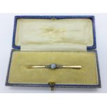 A 9ct gold and silver set opal brooch, 2.5g, boxed