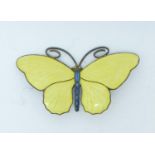 An enamel and silver butterfly brooch, marked 830S, Marius Hammer maker, 61mm