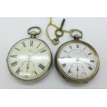 Two silver cased pocket watches, including Admiral Edgcombe, Plymouth