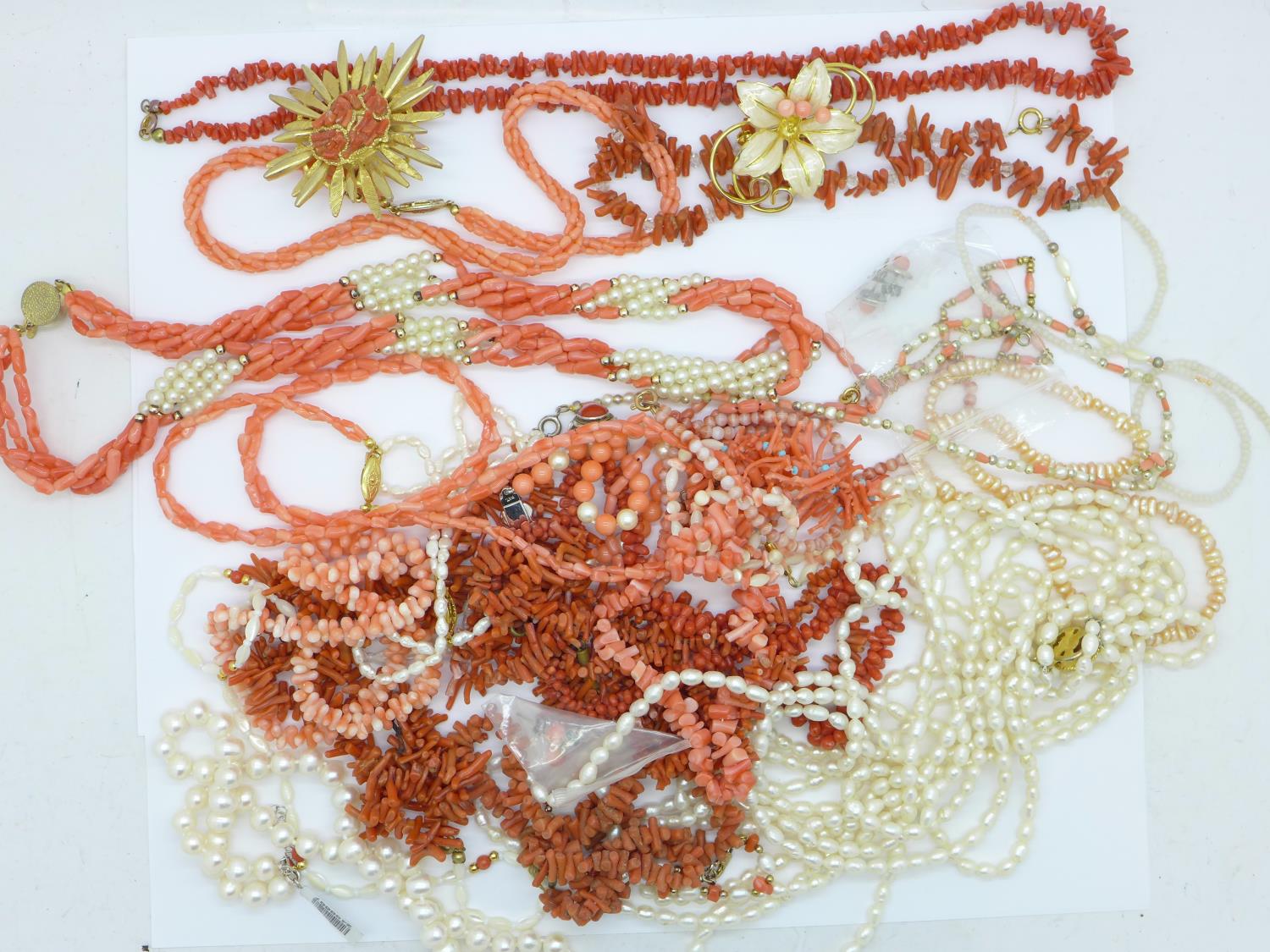 Coral and pearl jewellery