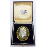 A Victorian cameo brooch with gilt metal frame