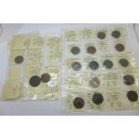 Seventeen 18th Century halfpenny coins and tokens