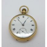 A 14ct gold filled open faced pocket watch