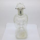 A silver topped decanter, stopper a/f