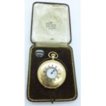 A 9ct gold half-hunter pocket watch, 91.6g gross