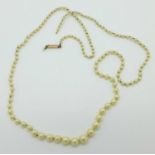 A seed pearl necklace with 9ct clasp, case a/f